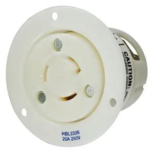 HBL2326 - Hubbell Twist-Lock Flanged Receptacle, 20A 250V, L6-20R, White