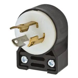 HBL4720CA - Hubbell Twist-Lock Angle Plug, 15A 125V, L5-15P, Black/White