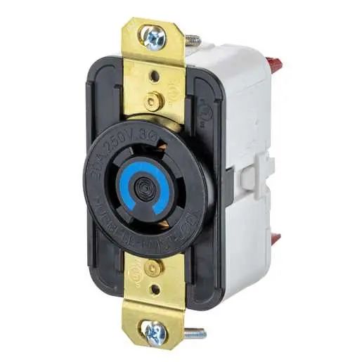 HBL2420ST - Hubbell Twist-Lock Receptacle, 20A 3-Phase 250V, L15-20R, Black, Spring Terminal