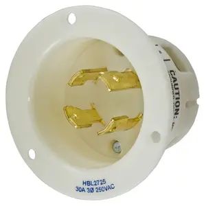 HBL2725 - Hubbell Twist-Lock Flanged Inlet, 30A 3-Phase 250V, L15-30P, White