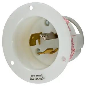 HBL3325C - Hubbell Twist-Lock Flanged Inlet, 20A 125/250V, 3P3W, White