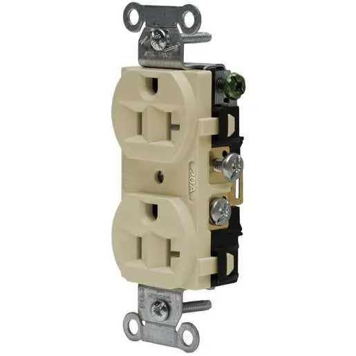 5362AI - Hubbell Receptacle, Duplex Straight Blade, HubPro, 20A 125V, FG, Ivory