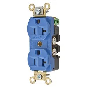 HBL5352BL - Hubbell Duplex Receptacle, Industrial Grade, 20A 125V, 5-20R, Blue