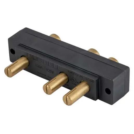 HBL100SPMRRT - Hubbell 100A 125V Stage Pin Male Receptacle, Ring Terminal