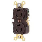 HBL4550 - Hubbell Twist-Lock Duplex Receptacle, 15A 250V, L6-15R, Brown