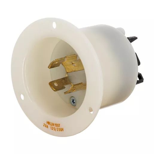 HBL2415ST - Hubbell Twist-Lock Flanged Inlet, 20A 125/250V, L14-20P, Spring Terminal