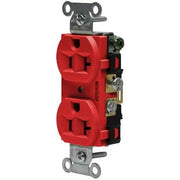 5362AR - Hubbell Receptacle, Duplex Straight Blade, HubPro, 20A 125V, FG, Red