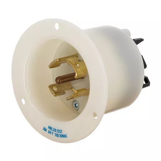 HBL2815ST - Hubbell Twist-Lock Flanged Inlet, 30A 120/208V, L21-30P, Spring Terminal