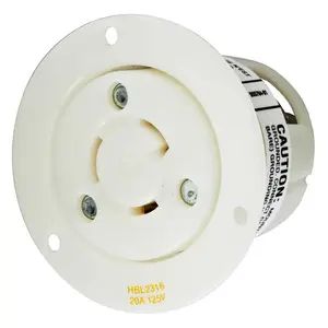 HBL2316 - Hubbell Twist-Lock Flanged Receptacle, 20A 125V, L5-20R, White