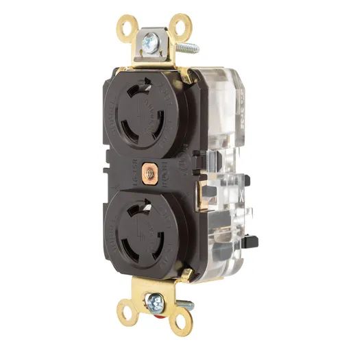 HBL4550ST - Hubbell Twist-Lock Duplex Receptacle, 15A 250V, L6-15R, Brown