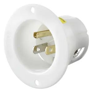 HBL5278C - Hubbell Flanged Inlet, 15A 125V, 5-15P, White