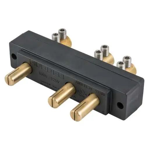 HBL100SPMR - Hubbell 100A 125V Stage Pin Male Receptacle, Double Set Screw