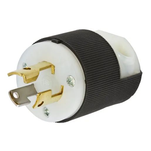 HBL4720CST - Hubbell Twist-Lock Plug, 15A 125V, L5-15P, Black/White, Spring Terminal