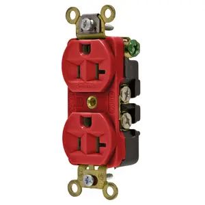 HBL5352R - Hubbell Duplex Receptacle, Industrial Grade, 20A 125V, 5-20R, Red