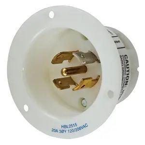 HBL2515 - Hubbell Twist-Lock Flanged Inlet, 20A 120/208V, L21-20P, White