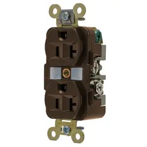 HBL5362 - Hubbell Duplex Receptacle, Heavy Duty Industrial Grade, 20A 125V, 5-20R, Brown