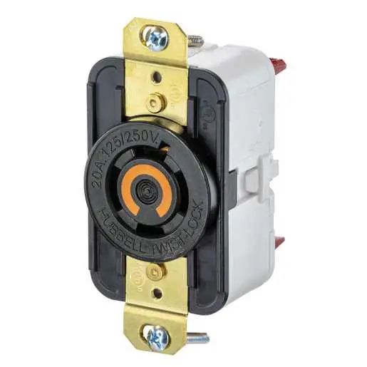 HBL2410ST - Hubbell Twist-Lock Receptacle, 20A 125/250V, L14-20R, Black, Spring Terminal