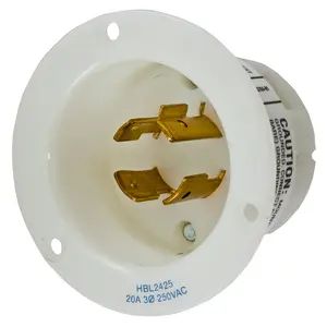 HBL2425 - Hubbell Twist-Lock Flanged Inlet, 20A 3-Phase 250V, L15-20P, White