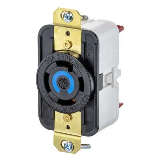 HBL2720ST - Hubbell Twist-Lock Receptacle, 30A 3-Phase 250V, L15-30R, Black, Spring Terminal