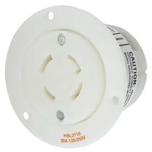 HBL2716 - Hubbell Twist-Lock Flanged Receptacle, 30A 125/250V, L14-30R, White