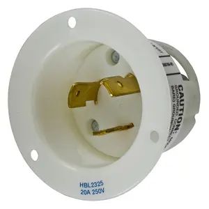 HBL2325 - Hubbell Twist-Lock Flanged Inlet, 20A 250V, L6-20P, White
