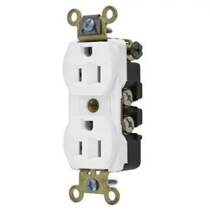 HBL5252W - Hubbell Duplex Receptacle, Industrial Grade, 15A 125V, 5-15R, White