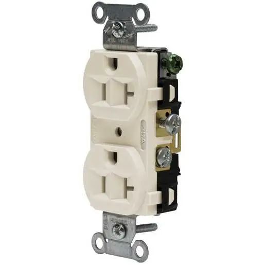5362ALA - Hubbell Receptacle, Duplex Straight Blade, HubPro, 20A 125V, FG, Light Almond