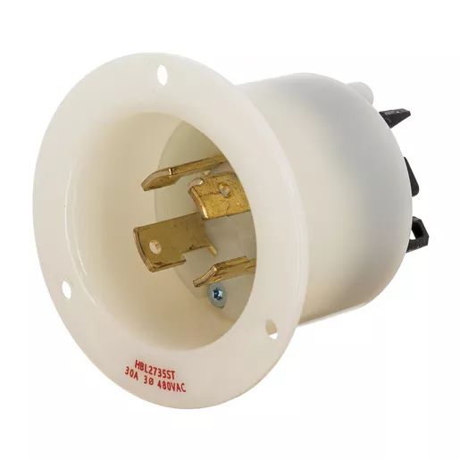 HBL2735ST - Hubbell Twist-Lock Flanged Inlet, 30A 3-Phase 480V, L16-30P, Spring Terminal