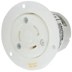 HBL2616 - Hubbell Twist-Lock Flanged Receptacle, 30A 125V, L5-30R, White