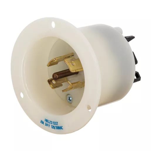 HBL2515ST - Hubbell Twist-Lock Flanged Inlet, 20A 120/208V, L21-20P, Spring Terminal