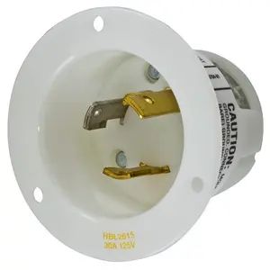 HBL2615 - Hubbell Twist-Lock Flanged Inlet, 30A 125V, L5-30P, White