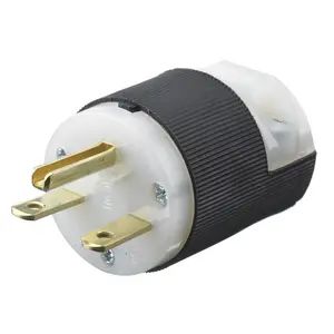 HBL5666C - Hubbell Plug, 15A 250V, 6-15P, Black/White