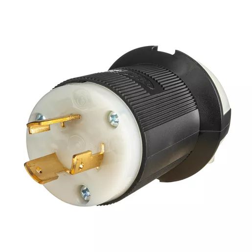 HBL2321ST - Hubbell Twist-Lock Plug, 20A 250V, L6-20P, Black/White, Spring Terminal