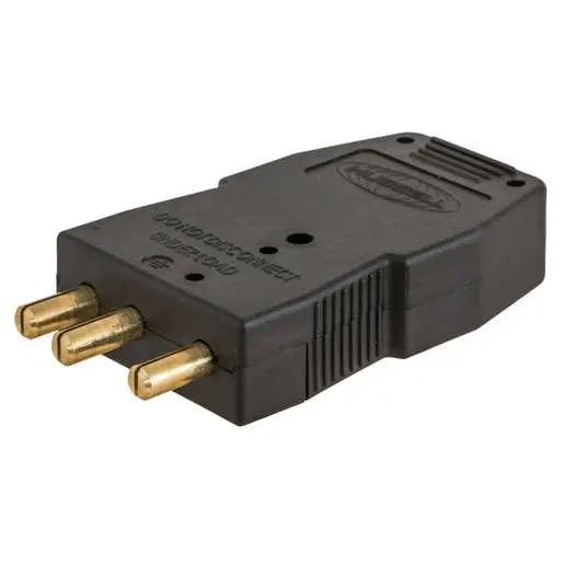 HBL20SPM - Hubbell 20A Stage Pin Male Inline, Black