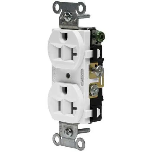 5362AW - Hubbell Receptacle, Duplex Straight Blade, HubPro, 20A 125V, FG, White