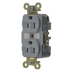 HBL5262GY - Hubbell Duplex Receptacle, Heavy Duty Industrial Grade, 15A 125V, 5-15R, Gray