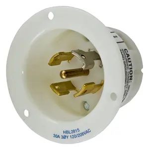 HBL2815 - Hubbell Twist-Lock Flanged Inlet, 30A 120/208V, L21-30P, White