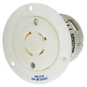 HBL2426 - Hubbell Twist-Lock Flanged Receptacle, 20A 3-Phase 250V, L15-20R, White