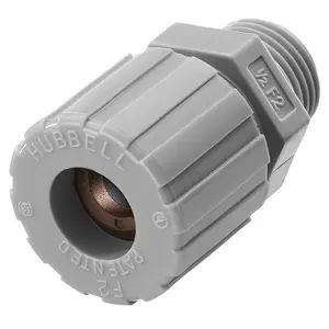 SHC1040CR - Hubbell Cord Connector, Straight Male, .50-.63", 1", Nylon, Gray