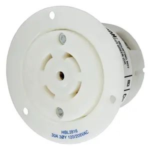 HBL2816 - Hubbell Twist-Lock Flanged Receptacle, 30A 3P120/208V, L21-30R, White