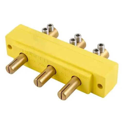 HBL106SPMR - Hubbell 100A 250V Stage Pin Male Receptacle, Double Set Screw