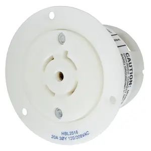 HBL2516 - Hubbell Twist-Lock Flanged Receptacle, 20A 120/208V, L21-20R, White