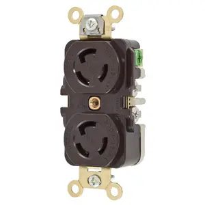 HBL4700 - Hubbell Twist-Lock Duplex Receptacle, 15A 125V, L5-15R, Brown