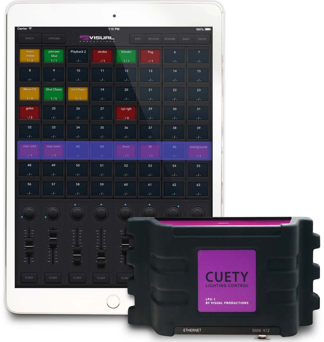 Cuety LPU-1 - 1-Universe DMX Lighting Control Software & Interface - iOS/Android