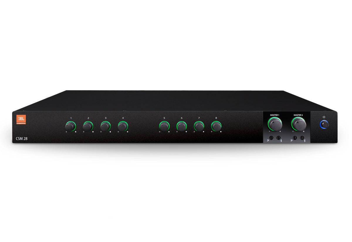 NCSM28-U-US - JBL 8 Input - 2 Output Mixer, Fanless, 1U Full-Rack, Mounting kit included
