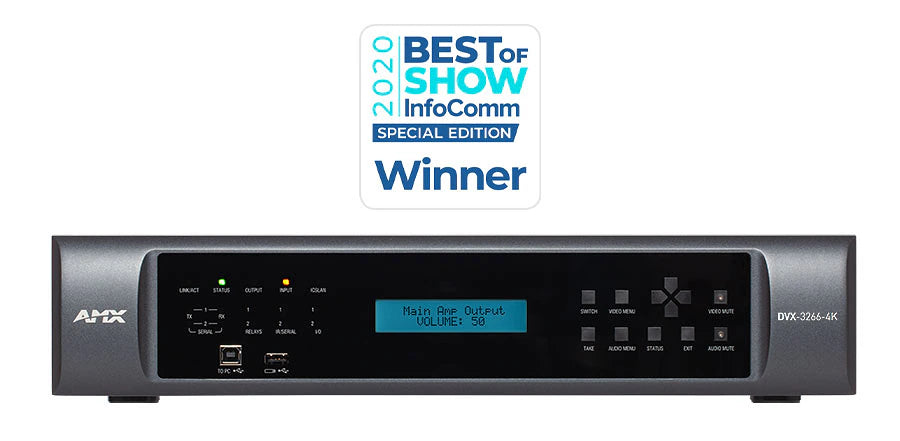 AMX DVX-3266-4K-TAA 8x4+2 4K60 4:4:4 All-In-One Presentation Switcher, TAA